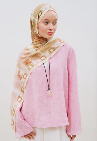 Abstract Blocks Rami Viscose Hijab Beige