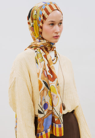 Art In Flora Rami Viscose Hijab Terracotta