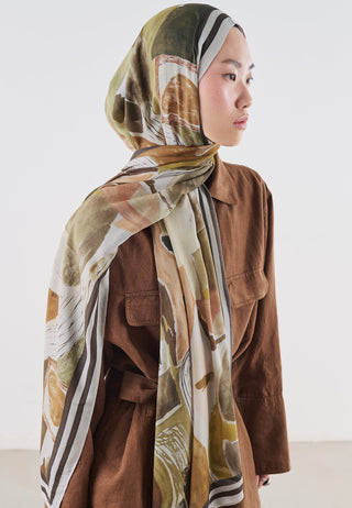 Abstract Brush Rami Viscose Hijab Sahara