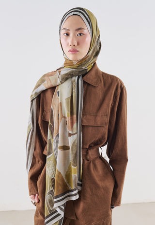 Abstract Brush Rami Viscose Hijab Sahara