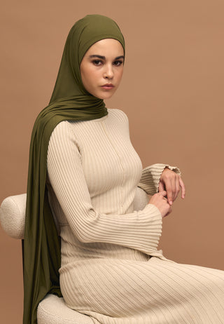 Bamboo Jersey Hijab Military Khaki