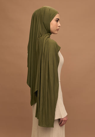 Bamboo Jersey Hijab Military Khaki
