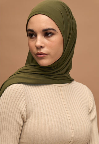 Bamboo Jersey Hijab Military Khaki