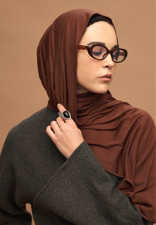 Bamboo Jersey Hijab Reddish Brown