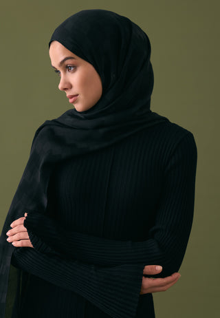 Nori Silky Jacquard Hijab Black