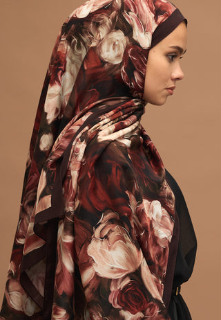 Rose Garden Floss Viscose Hijab Burgundy