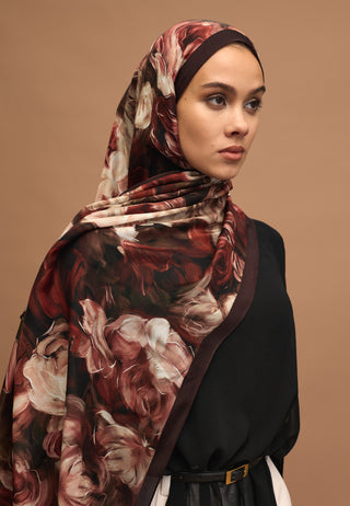 Rose Garden Floss Viscose Hijab Burgundy
