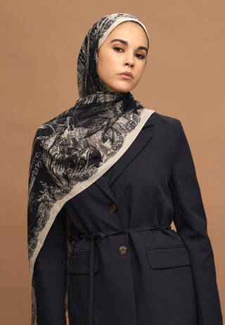 Secret Elegance Patterned Rami Hijab Black