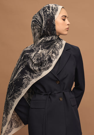 Secret Elegance Patterned Rami Hijab Black