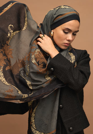 Sienna Patterned Hijab Black