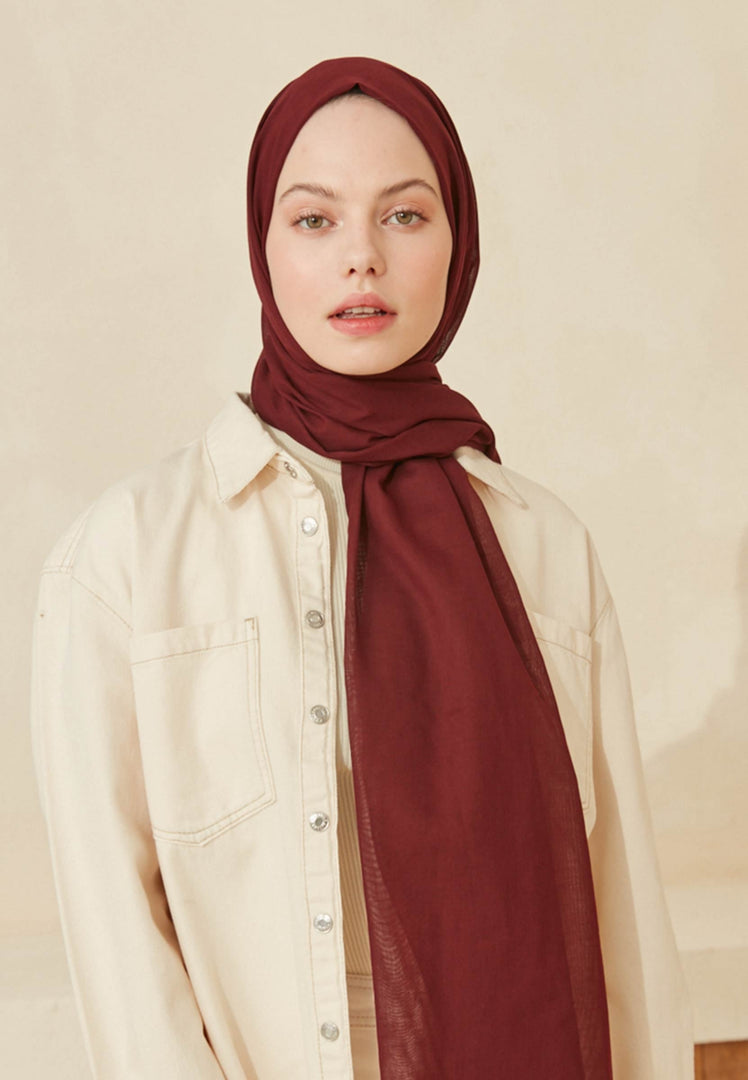 Thin Cotton Voile Hijab Dark Claret Red freshscarfs