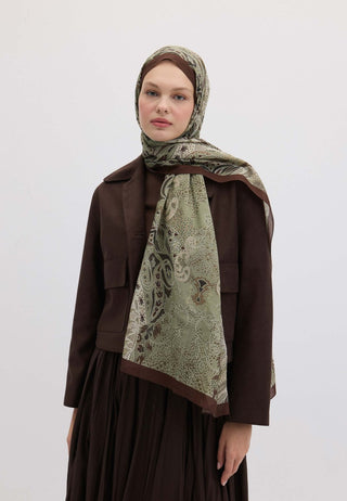 Elora Patterned Hijab Military Khaki