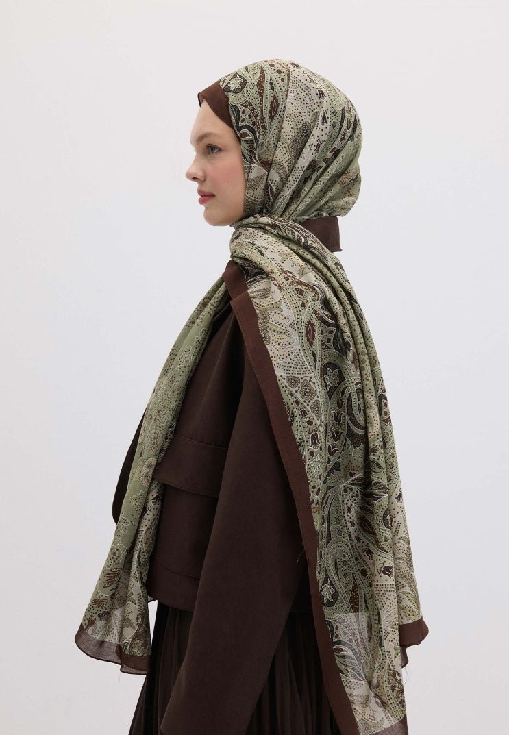 Elora Pattern Hijab Military Khaki