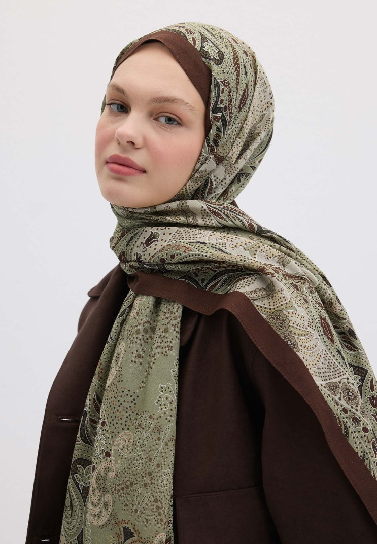 Elora Pattern Hijab Military Khaki