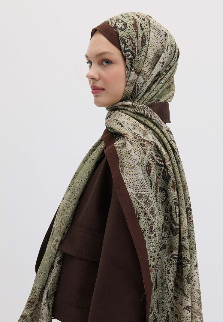 Elora Pattern Hijab Military Khaki