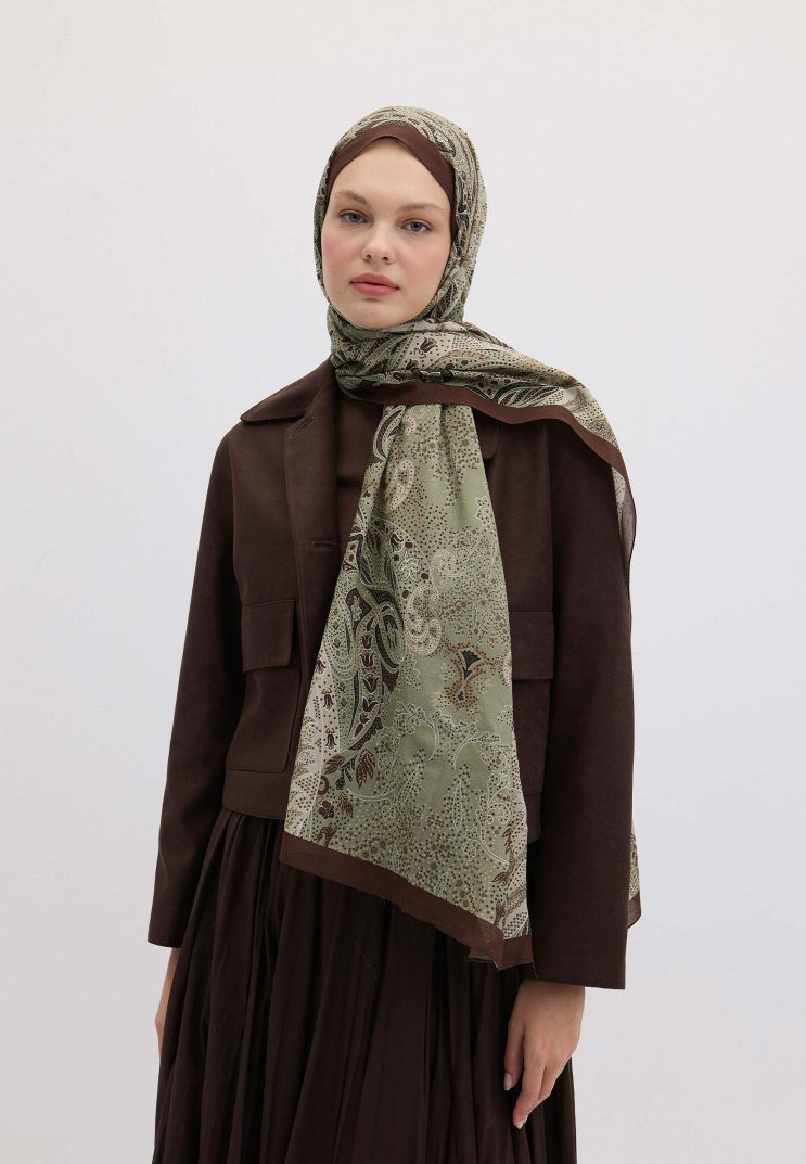 Elora Pattern Hijab Military Khaki