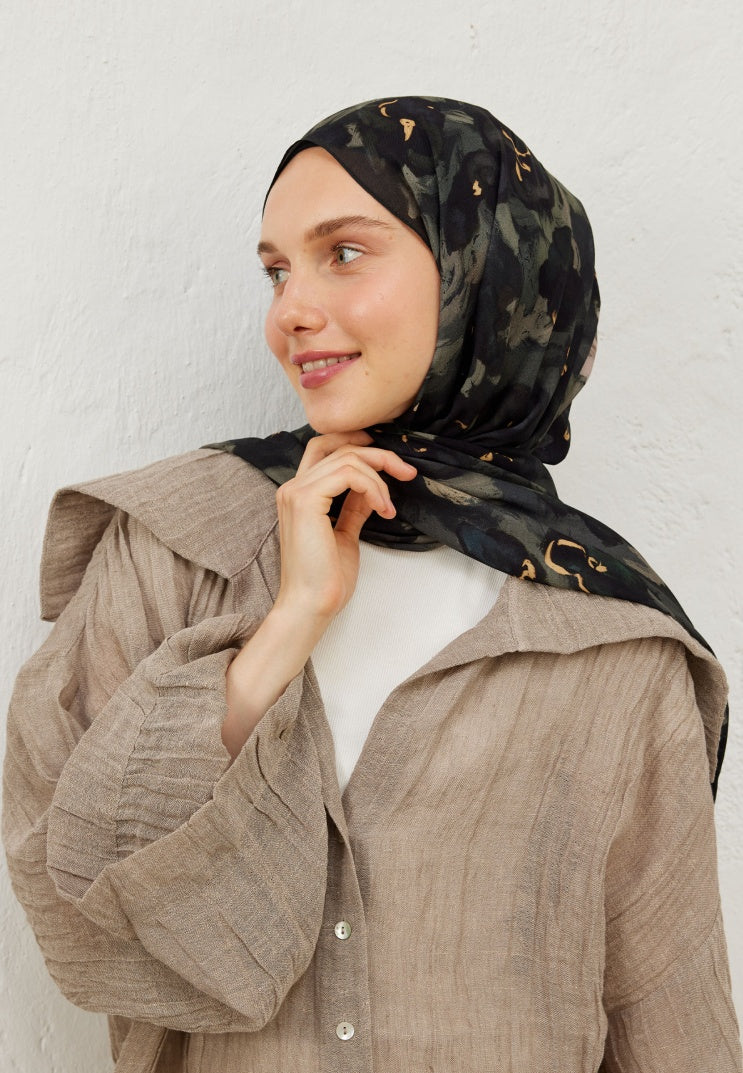 Hope Pattern Rami Hijab Anthracite