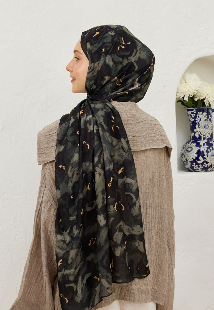 Hope Pattern Rami Hijab Anthracite