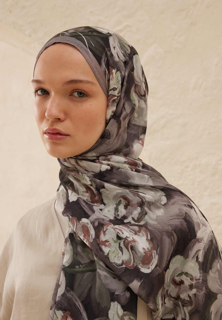 Lavinia Pattern Hijab Anthracite