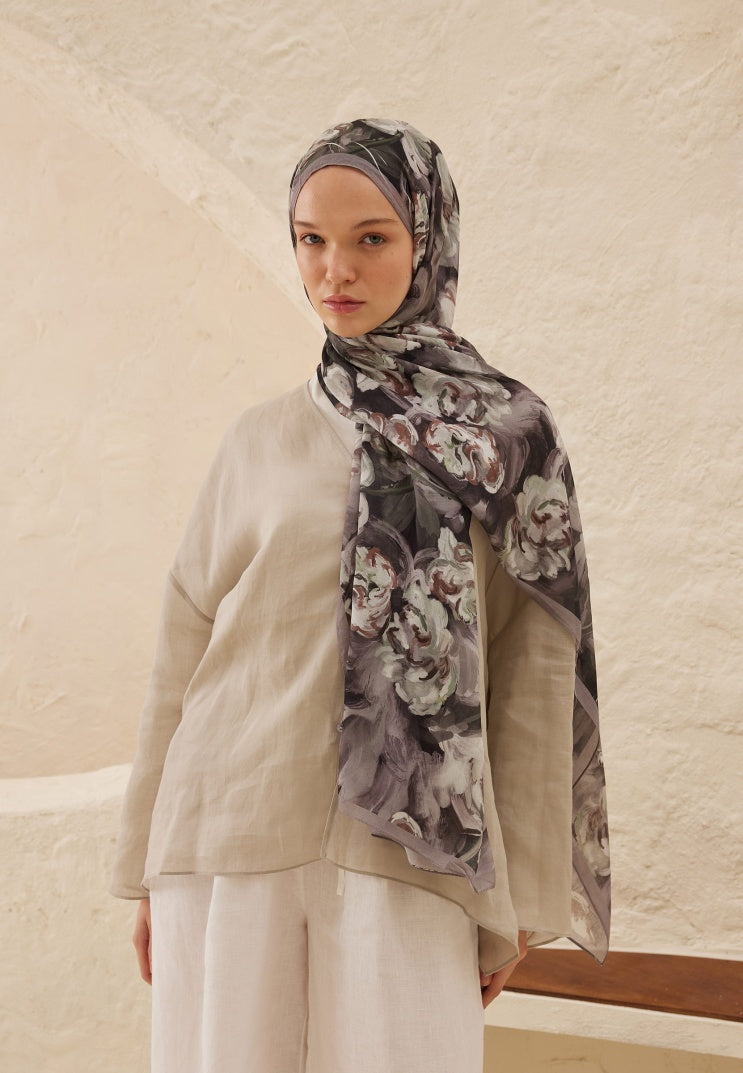 Lavinia Pattern Hijab Anthracite