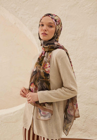 Lavinia Patterned Rami Hijab Brown