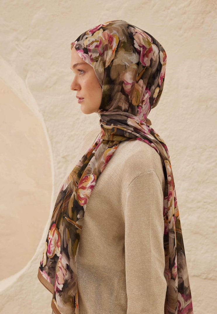 Lavinia Pattern Rami Hijab Brown