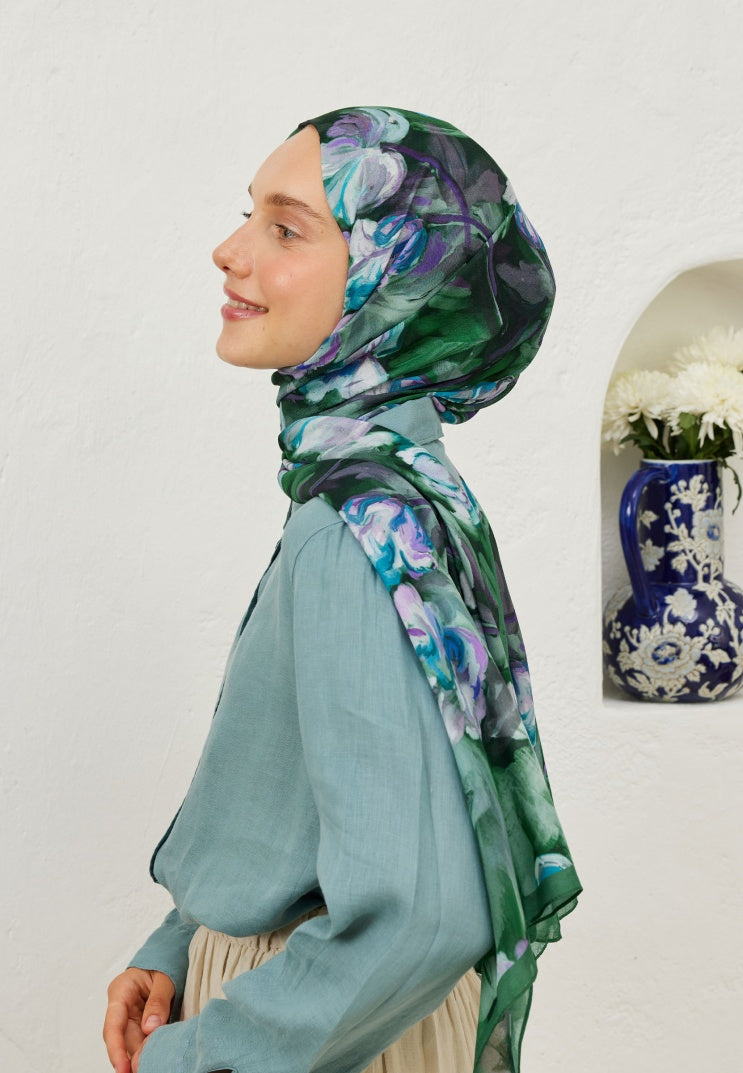 Lavinia Pattern Hijab Dark Green