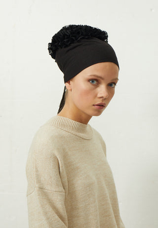 Lace Bun Bonnet (Lace Eva) Black