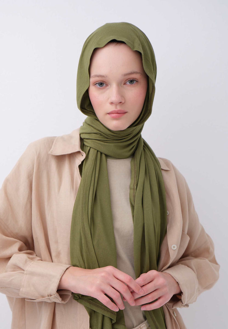 Jersey Hijab Green Leaf