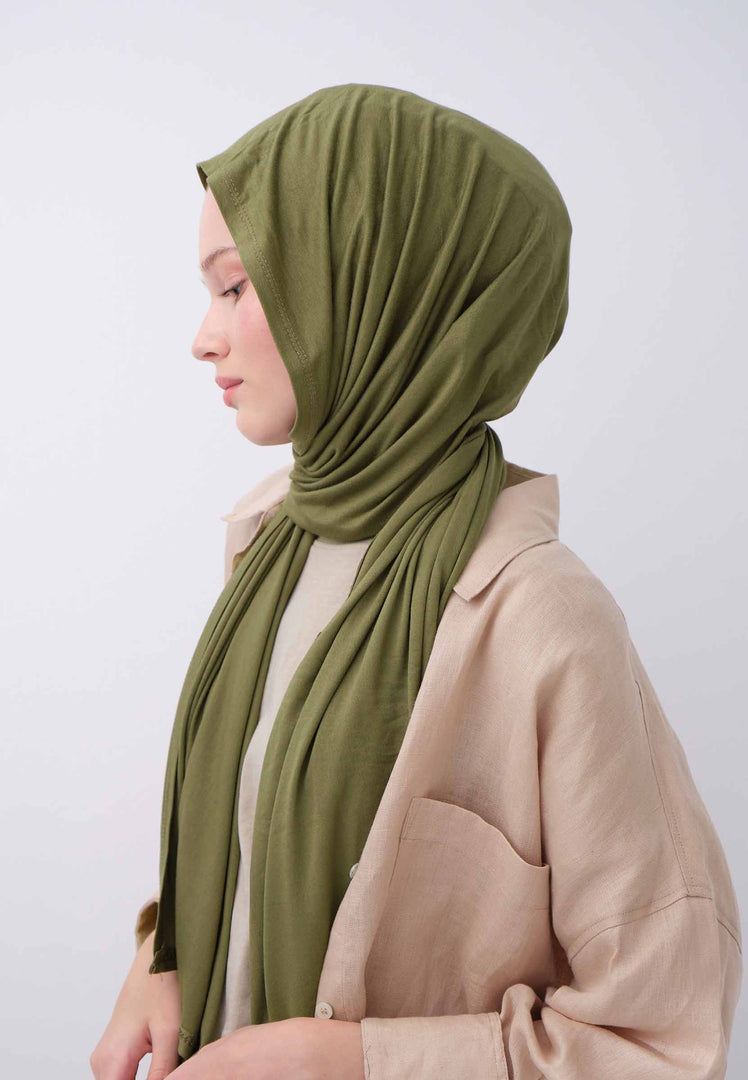 Jersey Hijab Green Leaf