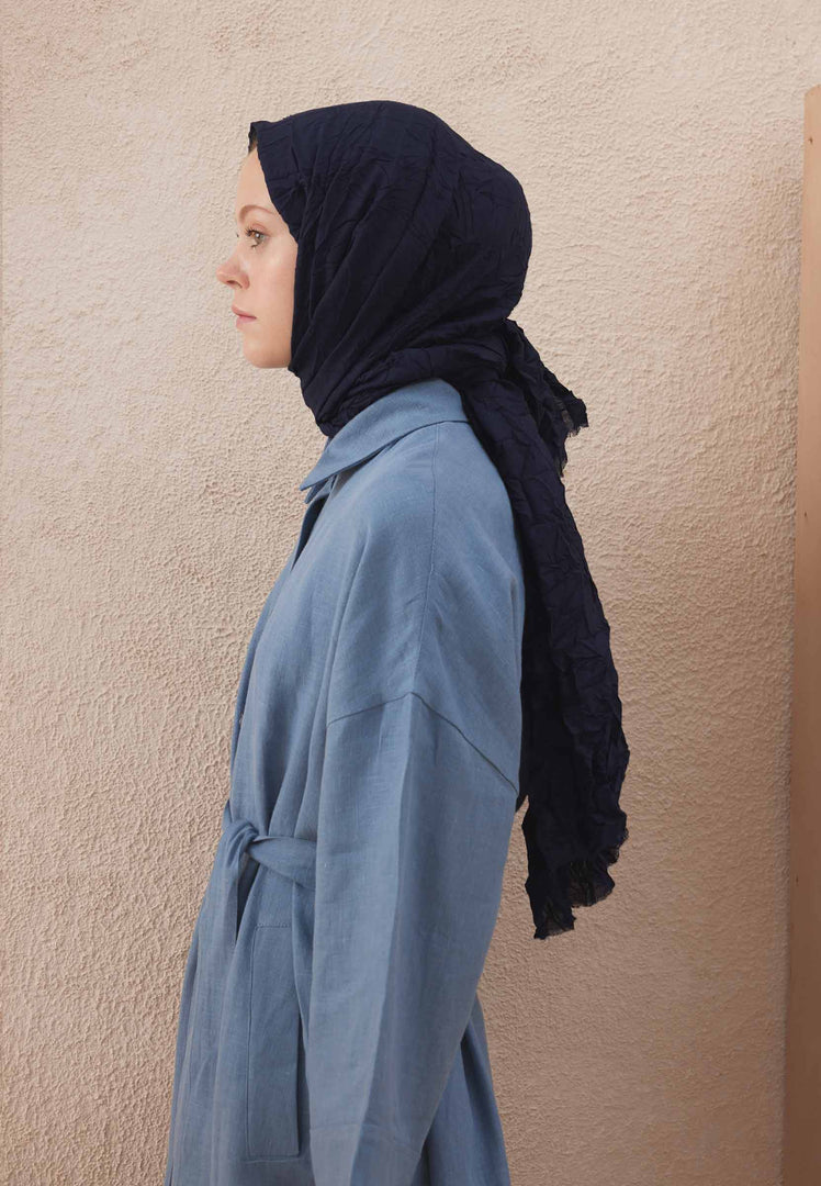 Voile Crash Hijab Navy Blue