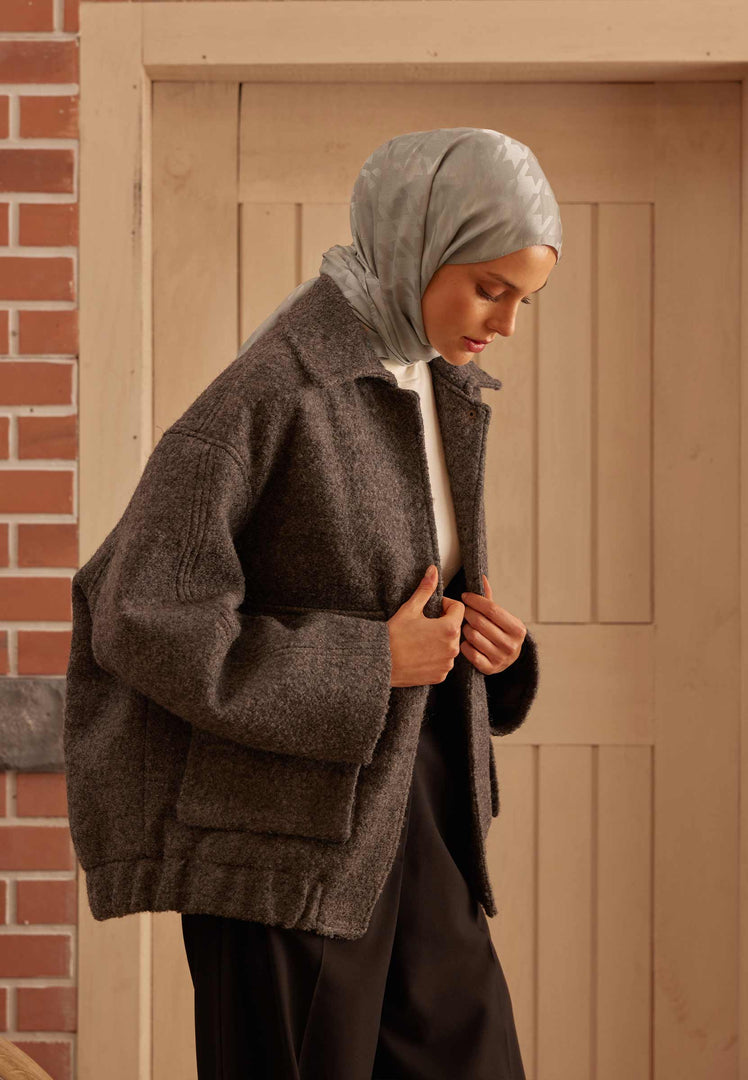 Houndstooth Jacquard Hijab Dark Gray