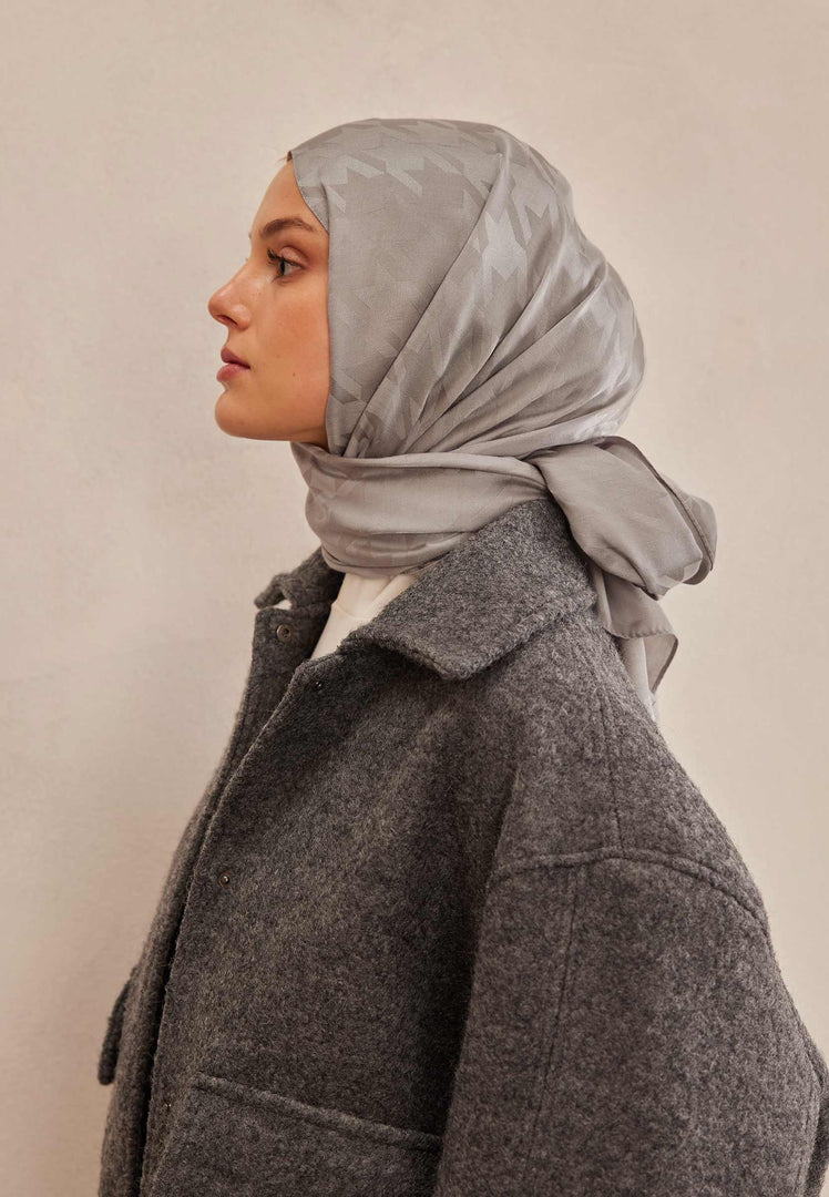 Houndstooth Jacquard Hijab Dark Gray